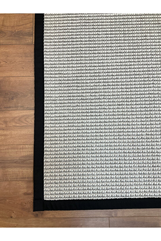 Kumaş Bordür Gri Bukle Siyah Bordür  Halı Salon Koridor Mutfak Çocuk Odası Halısı  Kilim S270