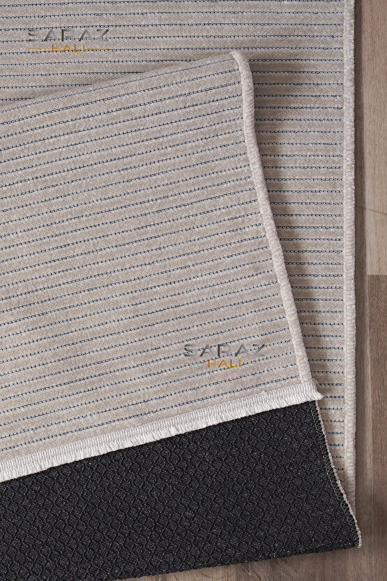 Dizayn Şönil Dokuma Kayma Yapmaz Makinede Yıkanabilir Leke Tutmaz Kesme Bohem Kilim Krem