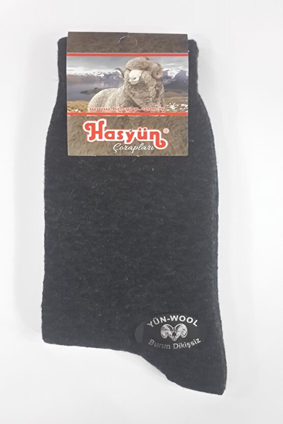 Erkek Antrasit Doğal Termal Hakiki Yün Çorap - Wolmark Blend Sertifikalı
