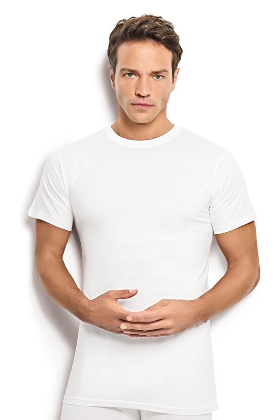 Erkek Beyaz Pamuklu Sıfır Yaka Atlet 104