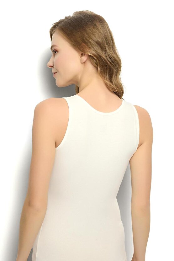 Kadın Ekru Modal Atlet Güpürlü 6 Adet Jiber 616