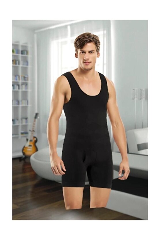 Erkek Siyah Formfit Beden Küçülten Seamless Dikişsiz Erkek Tam Boy Korse
