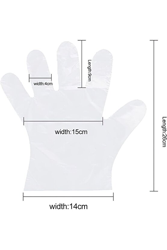 100 Adet Tek Kullanımlık Temizlik Pastane Eldiveni Poşet Şeffaf Eldiven Pet Eldiven 1 Paket