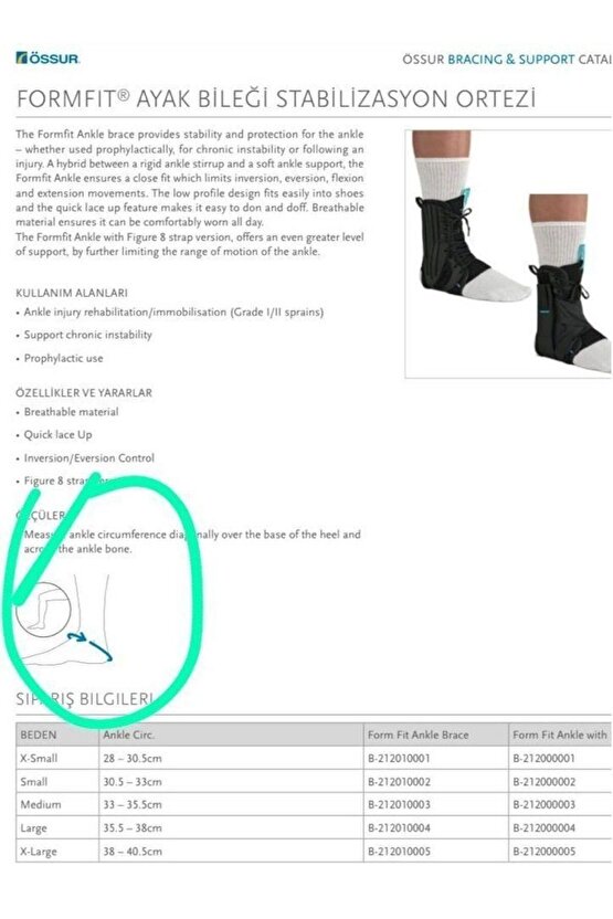 Form Fit Ayak Bileği Stabilizasyon Ortezi SMALL