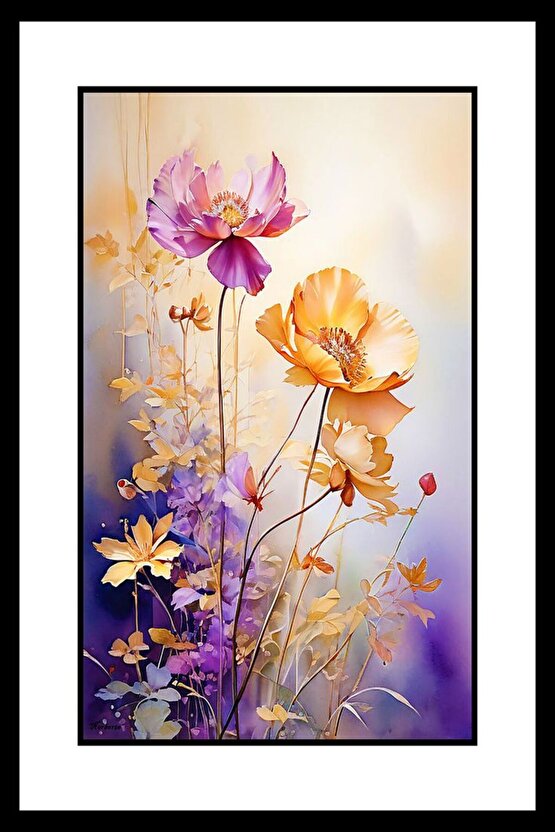 İnce Dallı Çiçekler Digital Art ( ÇERÇEVESİZ - ÇERÇEVE YOKTUR ) ( ULTRA HD ) FOLYO AFİŞ - POSTER