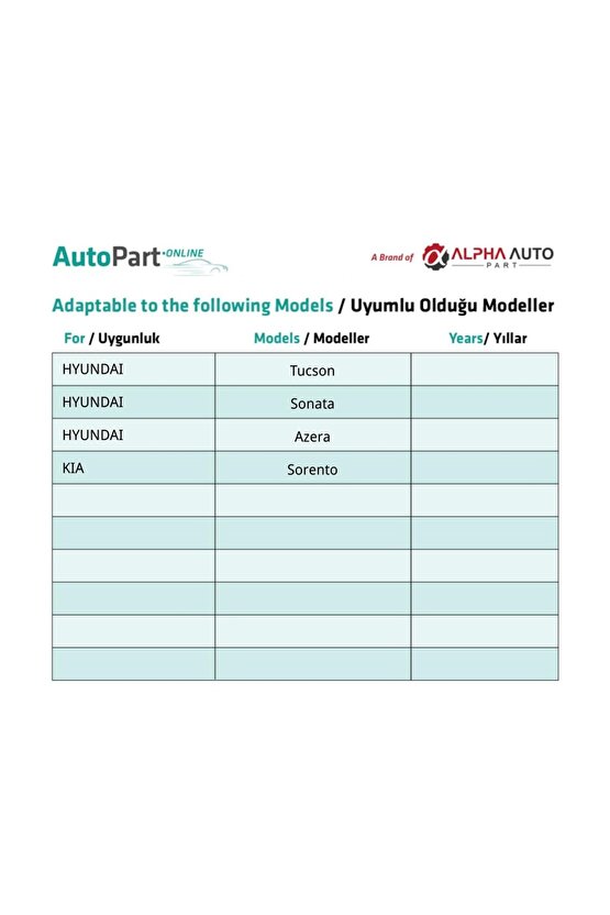 Hyundai Tucson, Sonata, Azera, Kia Sorento için Sunroof Tamir Parçası- No:2
