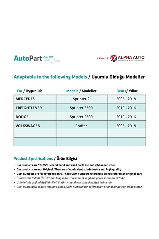 Vw Crafter Ve Mercedes Sprinter Için Ön Cam Su Fıskiye Bağlantı Memesi