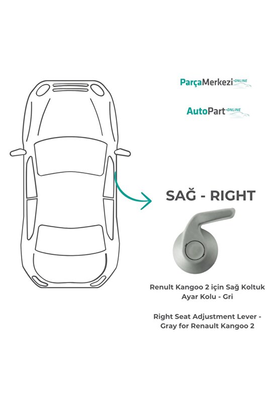 Renult Kangoo 2 için Sağ Koltuk Ayar Kolu - Gri
