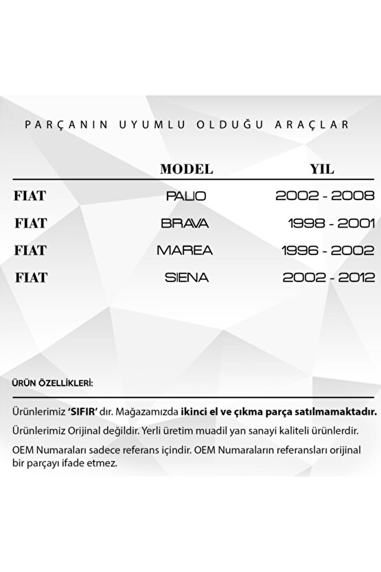 Fiat Palio, Brava, Marea, Siena Için Koltuk Yatırma Makarası