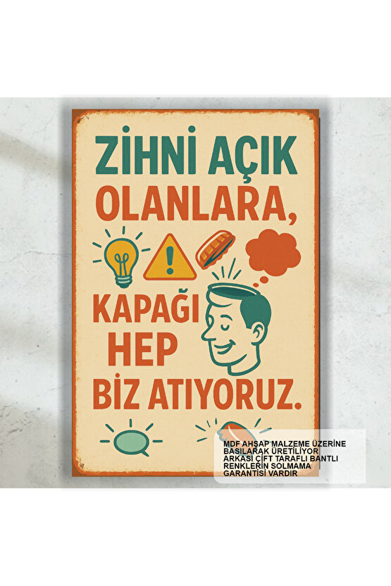 kapak sözler duvar yazıları komik esprili retro ahşap poster tablo