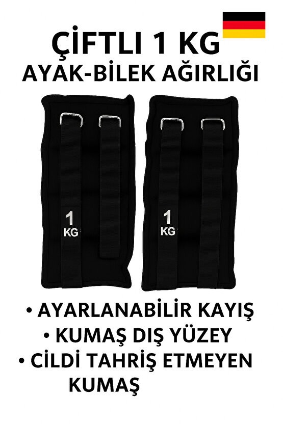 Çift Bantlı El Ve Ayak Bilek Ağırlığı 2x1 Kg Kum Torbası Korsesi