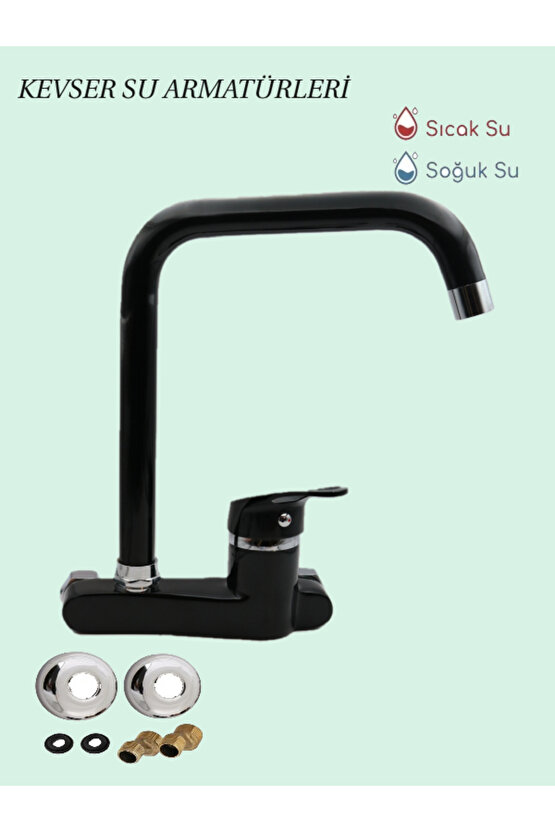 Meriç Aplike Siyah Mutfak Bataryası U Boru