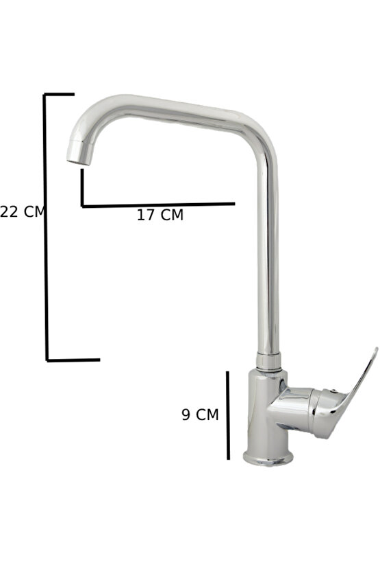 Lüx Uzun U Boru Mutfak Bataryası Krom