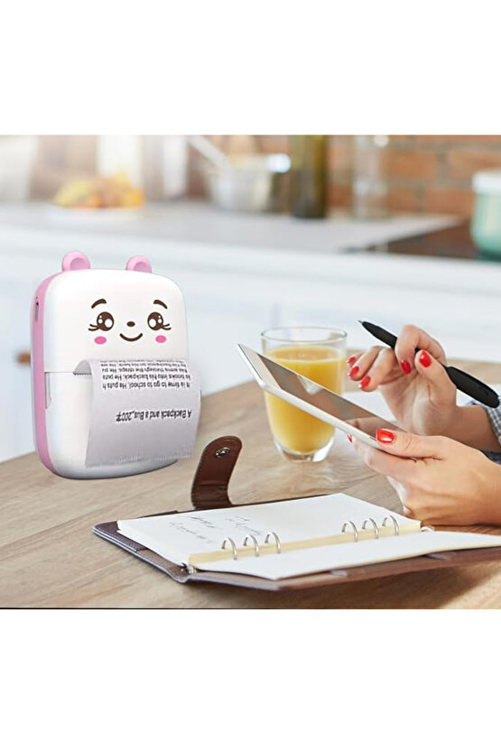 Mini Yazıcı Mini Taşınabilir Termal Yazıcı Kablosuz Bağlantı Ap Kontrol Pembe
