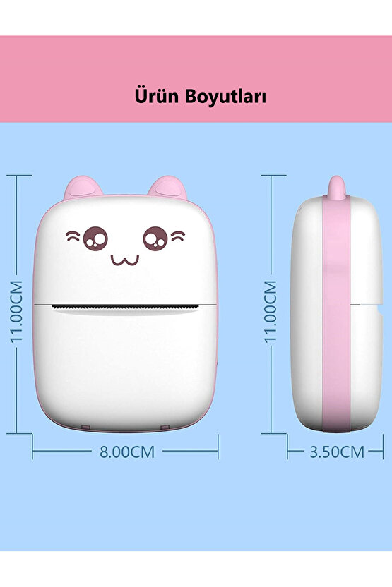 Mini Yazıcı Mini Taşınabilir Termal Yazıcı Kablosuz Bağlantı Ap Kontrol Pembe