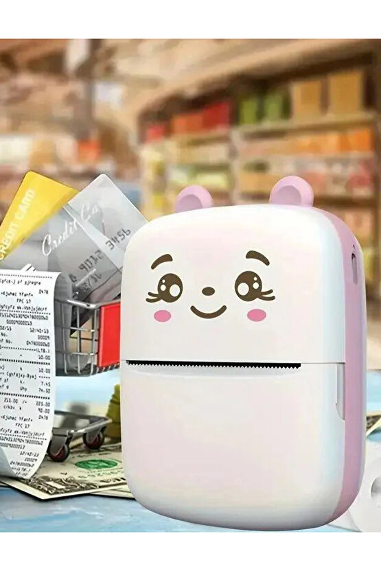 Mini Yazıcı Mini Taşınabilir Termal Yazıcı Kablosuz Bağlantı Ap Kontrol Pembe