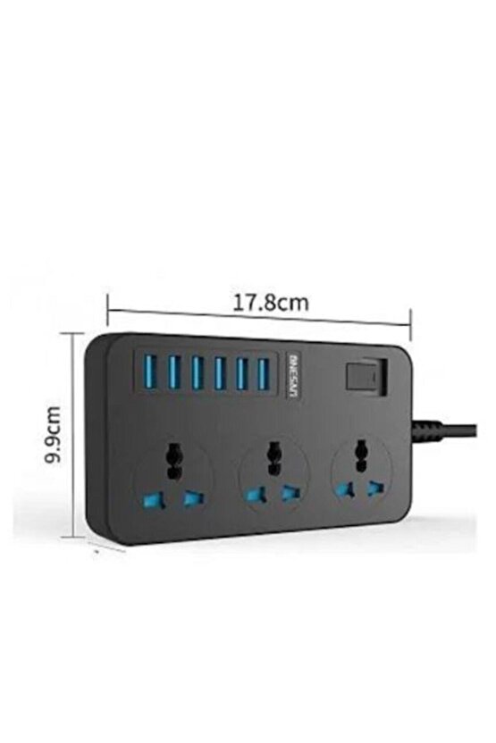 Power Tb-t09 6 Usbli 3lü Akım Korumalı Grup Priz Tb-t09