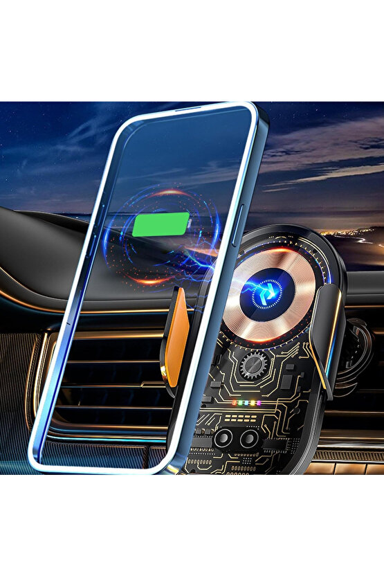 Kablosuz Şarj Araba için Manyetik Elektrikli Telefon Tutacağı Şık Görünümlü Işıklı
