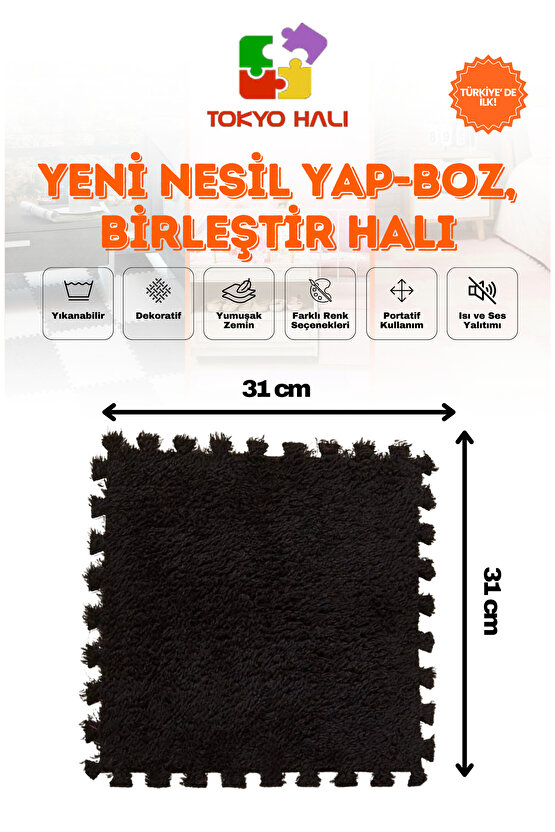 Siyah Peluş Puzzle Halı, Kendi Tasarımını Oluştur, Yapboz Halı, Peluş Halı