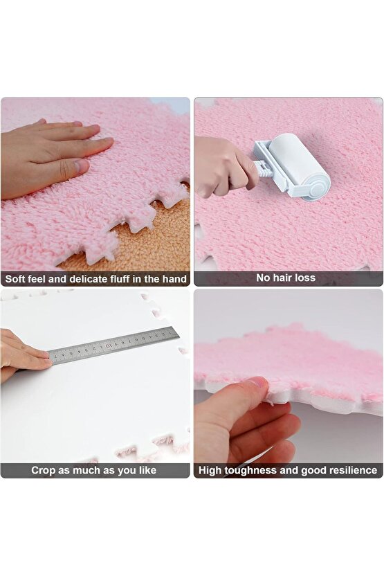 Pembe Peluş Puzzle Halı, Kendi Tasarımını Oluştur, Yapboz Halı, Peluş Halı