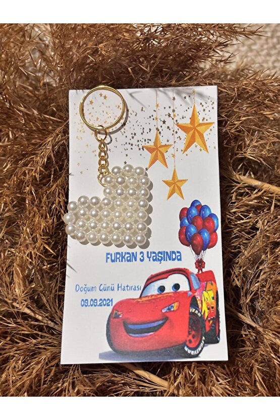 İnci Anahtarlık 8 Adet doğum Günü Hatırasıözel Tasarımşimşek Mcqueen Tasarımlı
