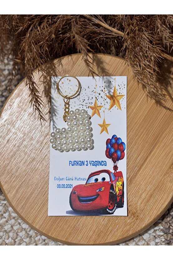 İnci Anahtarlık 8 Adet doğum Günü Hatırasıözel Tasarımşimşek Mcqueen Tasarımlı