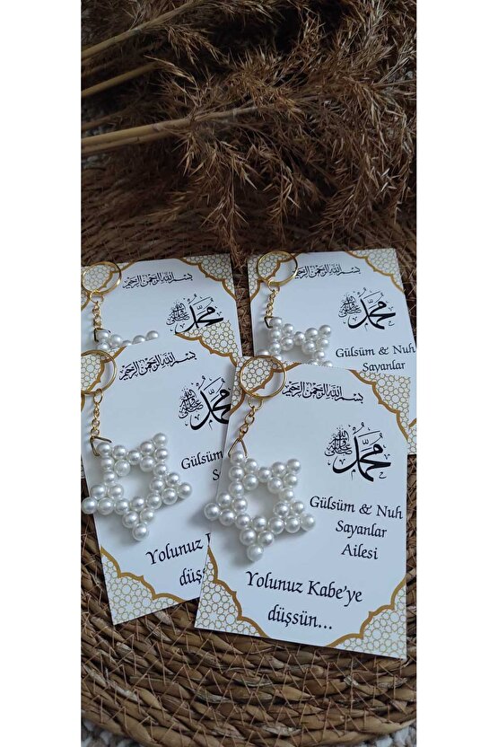 Kabe Hac Umre Incili Yıldız Anahtarlık 8 Adet