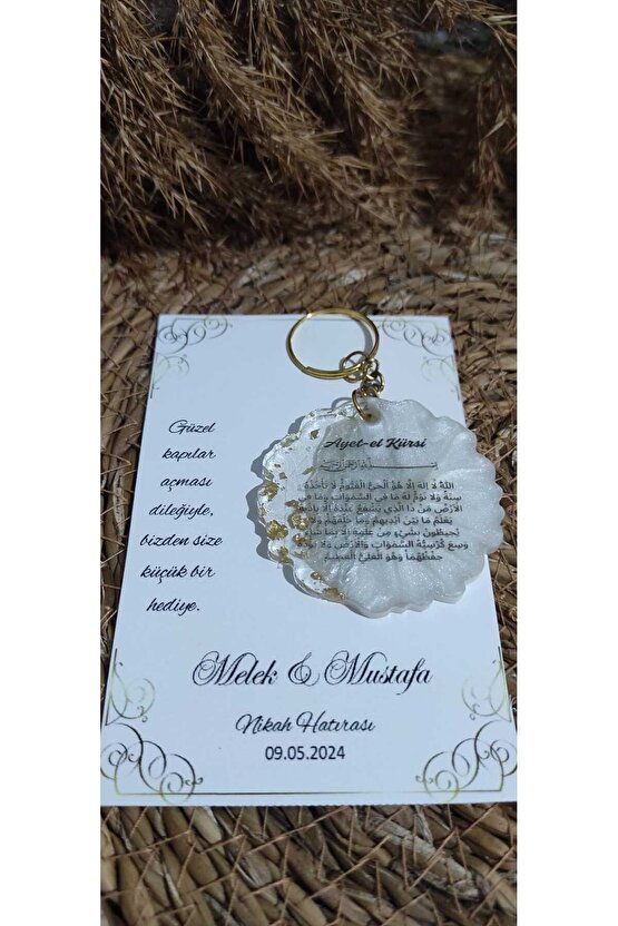Epoksi Anahtarlık 10 Adet Nazar Ayetiayet-el Kürsi Baskı Detaylı Söz-nişan-nikah-mevlüt