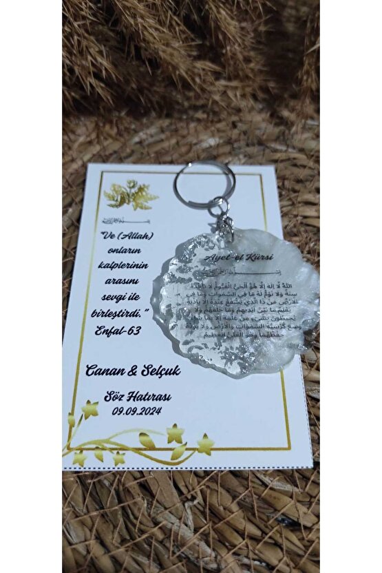 Nazar Ayetiayet-el Kürsi Baskılı Epoksi Anahtarlık Özel Tasarım Kartlı 8li-söz-nişan-nikah-kına