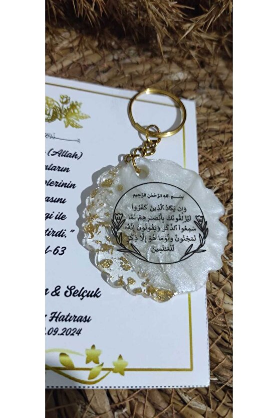 Nazar Ayetiayet-el Kürsi Baskılı Epoksi Anahtarlık Özel Tasarım Kartlı 8li-söz-nişan-nikah-kına
