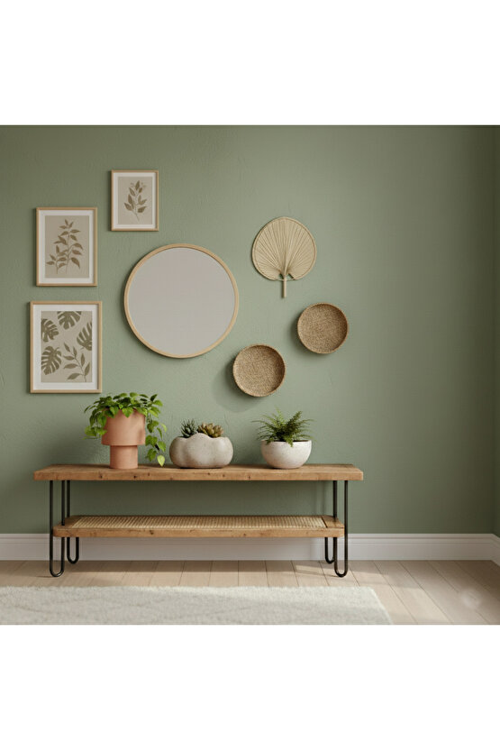 Aura Large Boy Palmiye Yaprağı Duvar Süsü, Japon Yelpazesi Bohem Stil Dekorasyon, 43 x 30 cm