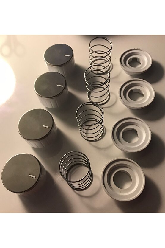 ANKASTRE SET ÜSTÜ PASLANMAZ KROM YAYLI OCAK BEYAZ DÜĞMESİ 4 ADET