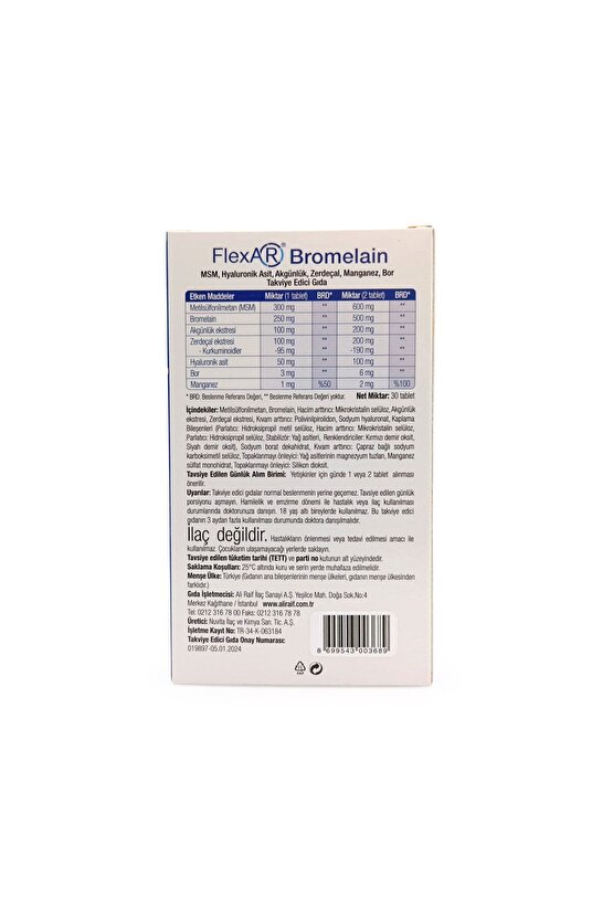 FlexAR Bromelain 30 Tablet 3lü Paket