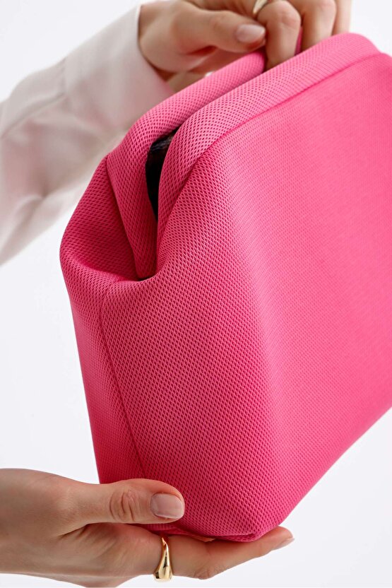Heybes Kadın Pembe Clutch Portföy El Çantası