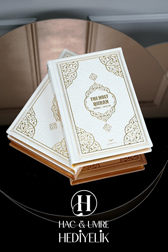 İngilizce Mealli Kuranı Kerim | İngilizce Kuran | İngilizce Mealli Beyaz Termo Deri Kaplama Kuran