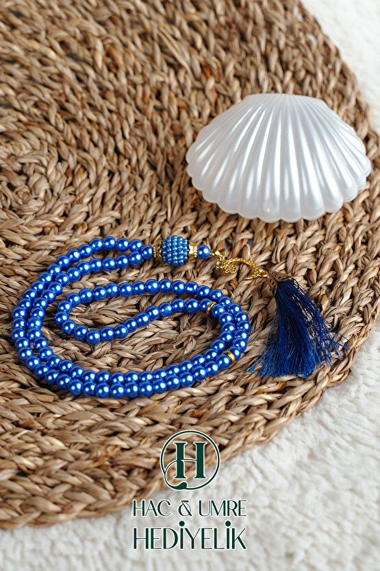 Tesbih Hediyelik | Özel Gün Davet Hediyesi | Deniz Kabuğu Kutulu 99lu İnci Tesbih Vav Süslü Püsküllü