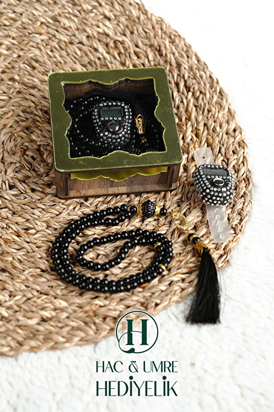 Hediyelik Tesbih Seti | Ahşap Kutulu Elektronik Tesbih ve 99lu İnci Tespih | Özel Gün Hediyesi