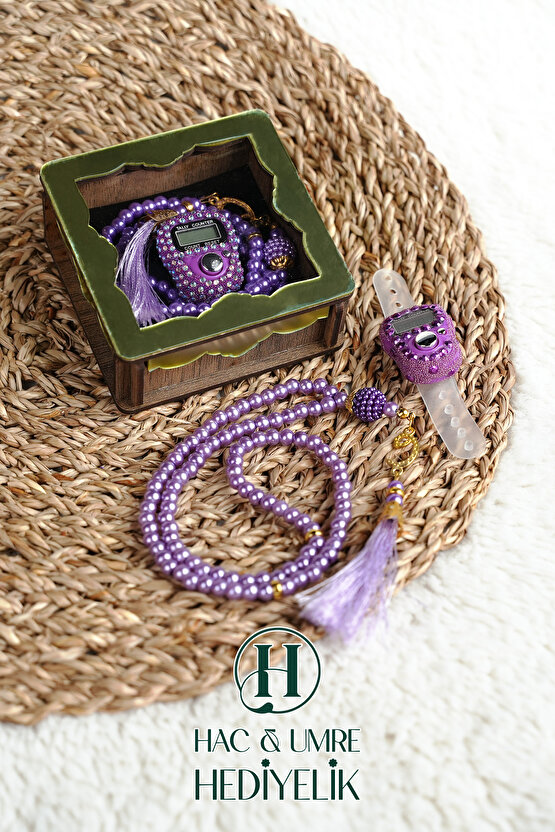 Hediyelik Tesbih Seti | Ahşap Kutulu Elektronik Tesbih ve 99lu İnci Tespih | Özel Gün Hediyesi