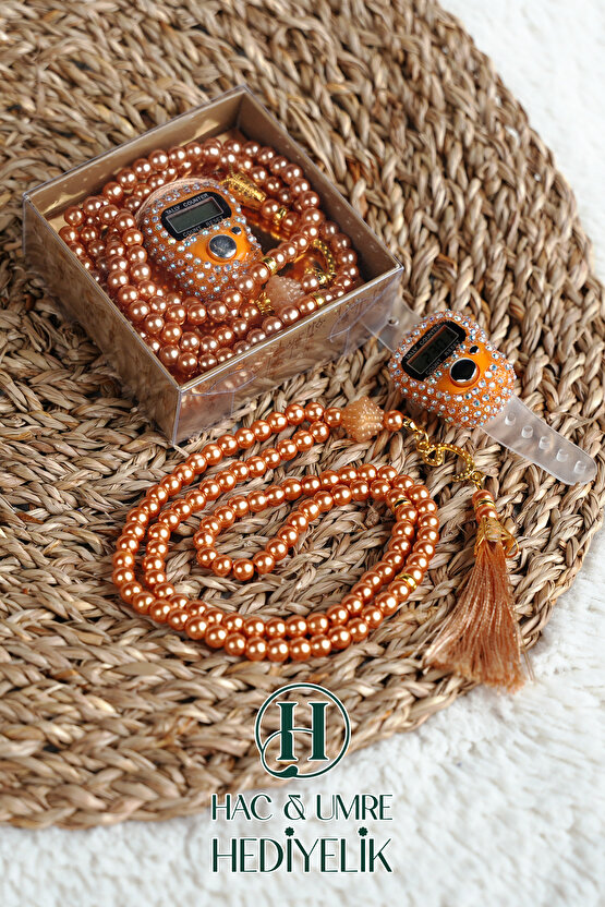 Taşlı Zikirmatik ve İnci Tesbih Seti | Mevlüd Hac Umre Davet Organizasyon Hediyesi | 10 Adet Set