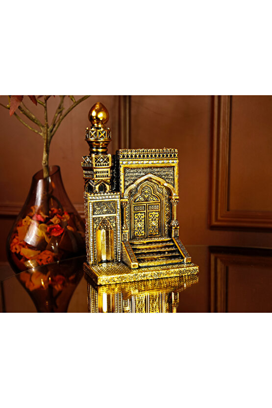MİHRAP MİNBER MİNYATÜR BİBLO LÜKS GOLD SALON MASAÜSTÜ RAF EV OFİS DEKORASYON ALTIN KAPLAMA SÜS DEKOR
