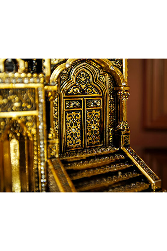MİHRAP MİNBER MİNYATÜR BİBLO LÜKS GOLD SALON MASAÜSTÜ RAF EV OFİS DEKORASYON ALTIN KAPLAMA SÜS DEKOR