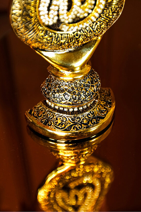 İslami Hediyelik En Güzel Manevi Hediyeler Gold Dekoratif Obje Lale Allah Muhammed Lüks Biblo