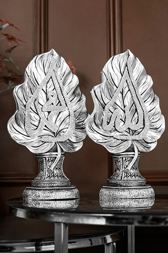 İKİLİ BİBLO SETİ HEDİYE LÜKS OBJE DEKORATİF YAPRAK ALLAH MUHAMMED SÜS