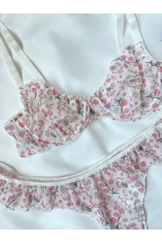 Flower Dream Tül Fırfırlı Bralet Sütyen Takımı