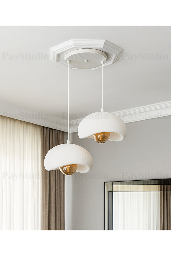 Beton Görünüm 2 Li Sarkıt Avize Bohem Modern Rustik (E27 Ampul Hediyedir.)