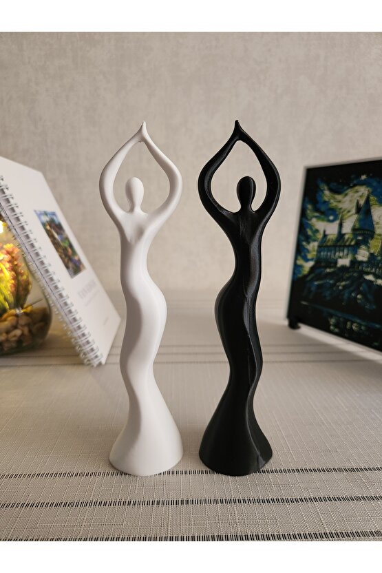 15 CM - Dans Eden Kadın Heykel Takımı Iskandinav Tarzı Biblo Heykel Figür - 1 ADET