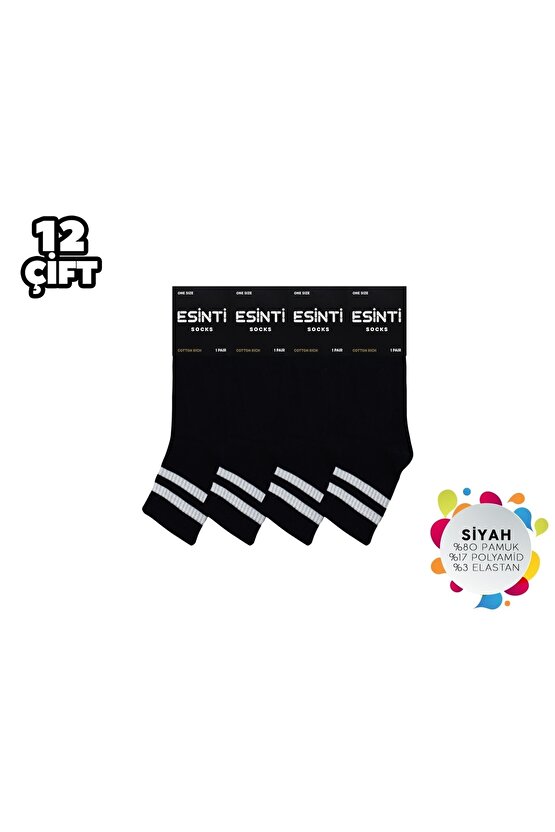 Esinti Siyah Çemberli Kadın Kolej Çorap 12li