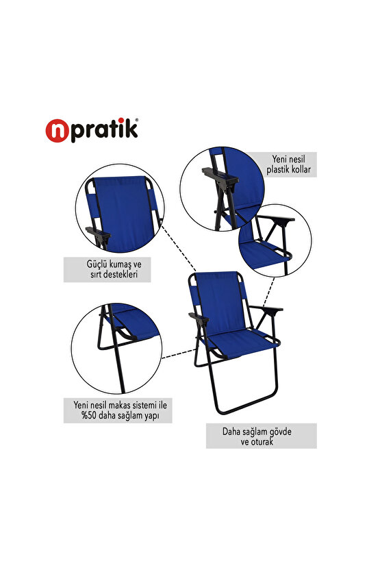 Katlanır Kamp Piknik Plaj Sandalyesi Mavi