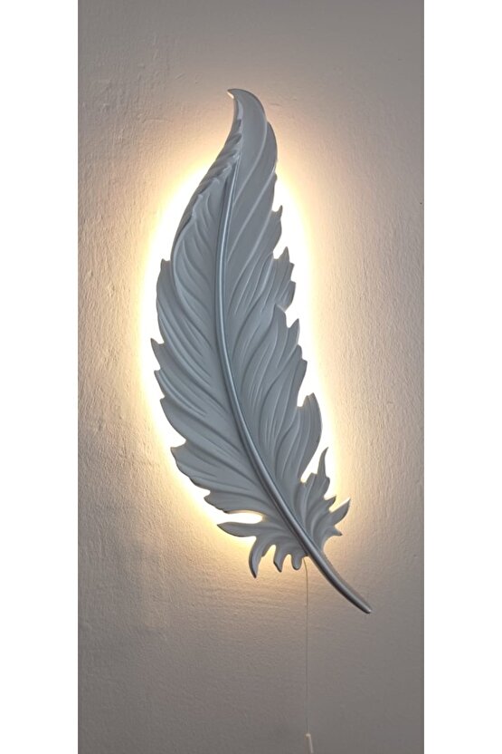 Tüy Aplik Led’li Pilli, Dekoratif Amaçlı Duvar Aydınlatma Süsü , 60 cm x 18 cm