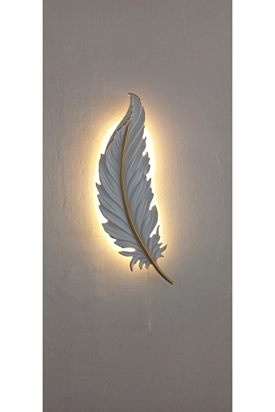 Tüy Aplik Led’li Pilli, Dekoratif Amaçlı Aydınlatma Süsü , 60 cm x 18 cm